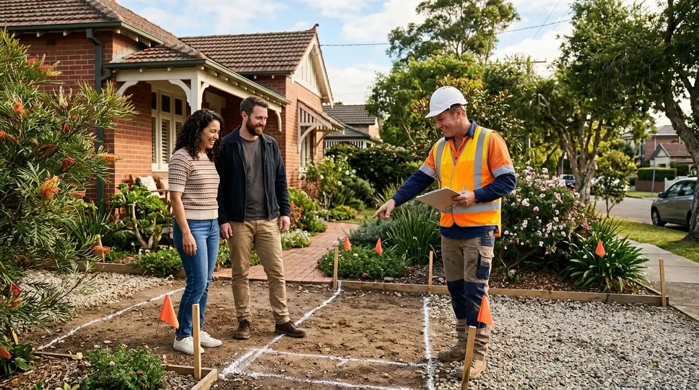 Mayan Concrete tradie consulting with homeowner in Sydney