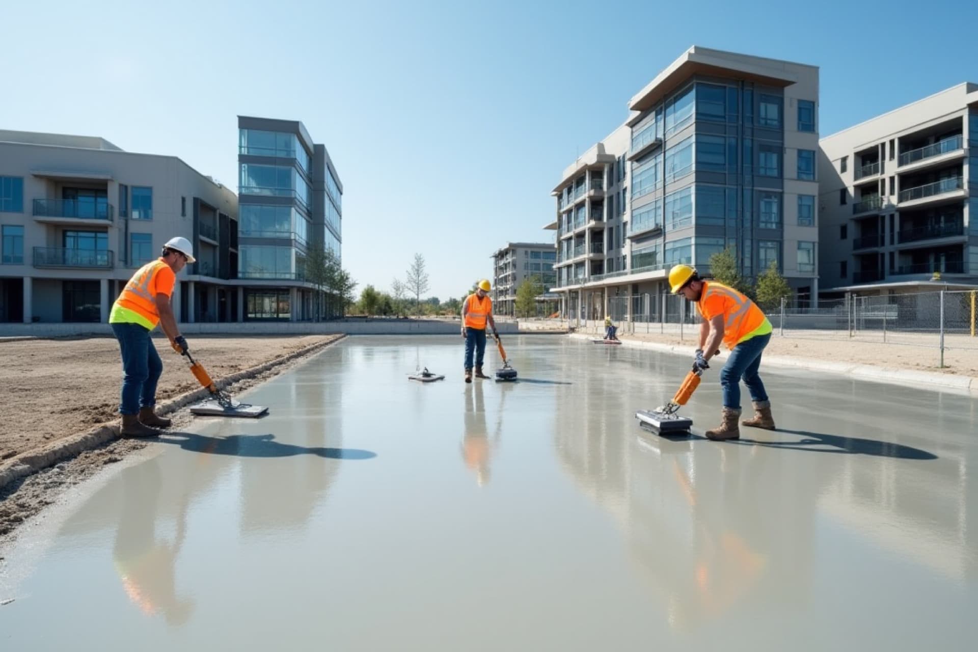 Commercial concrete parking lot construction
