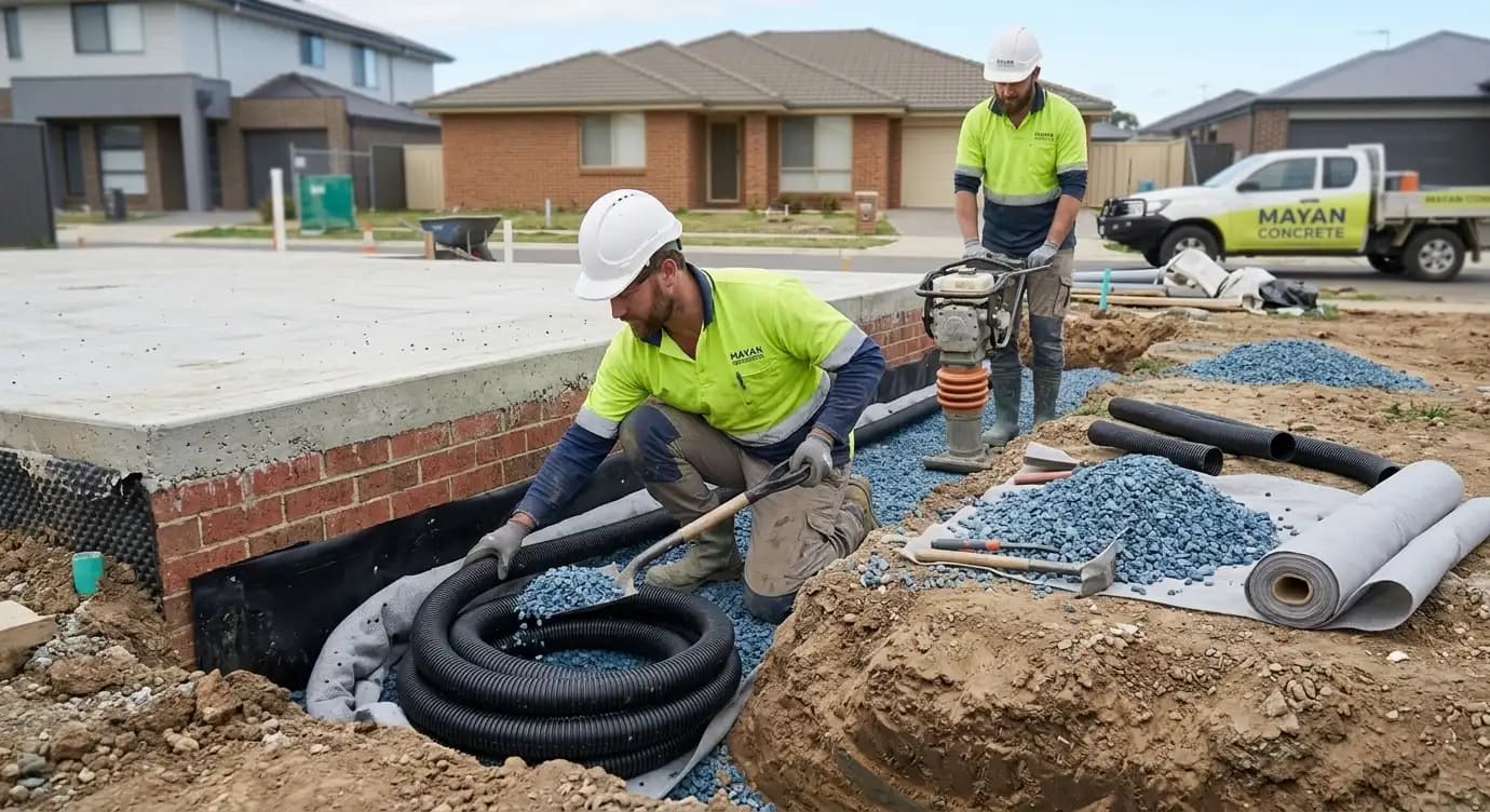 Foundation Drainage service by Mayan Concrete